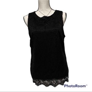 Worthington NWT Sleeveless Black Lace Dressy Blouse Size Medium